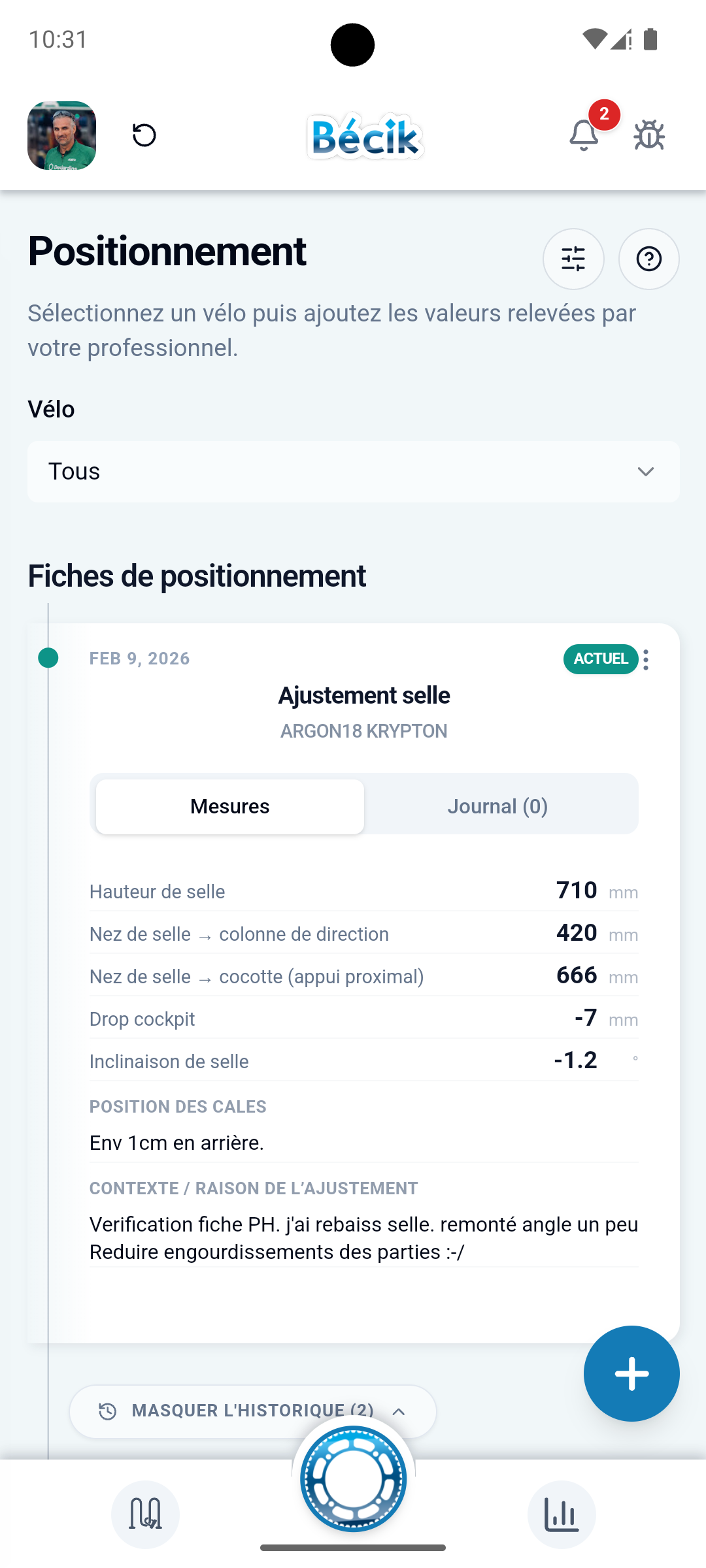 Capture d'écran Bécik - Positionnement